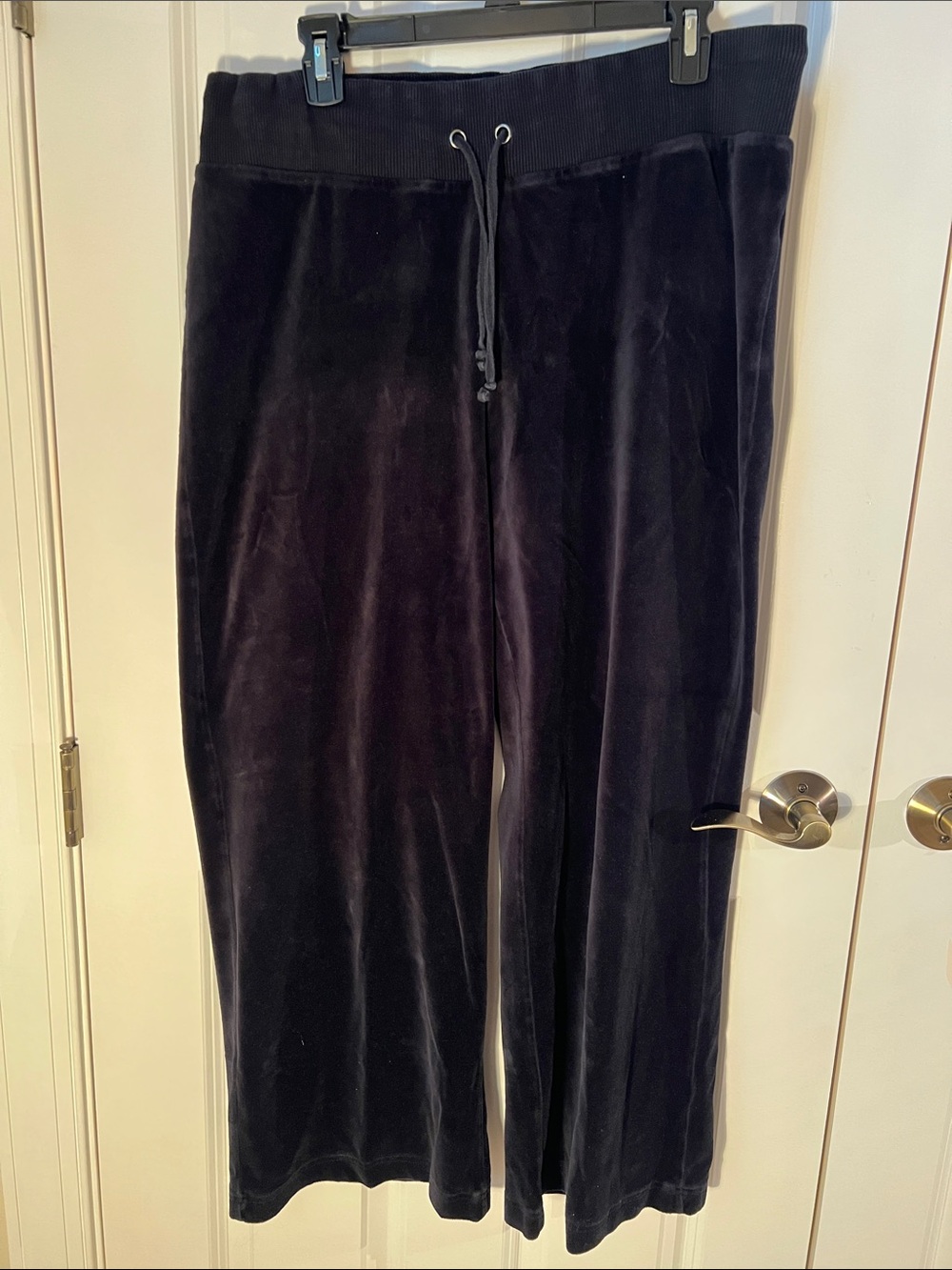 Cynthia Rowley Black Velour Drawstring Track Pants